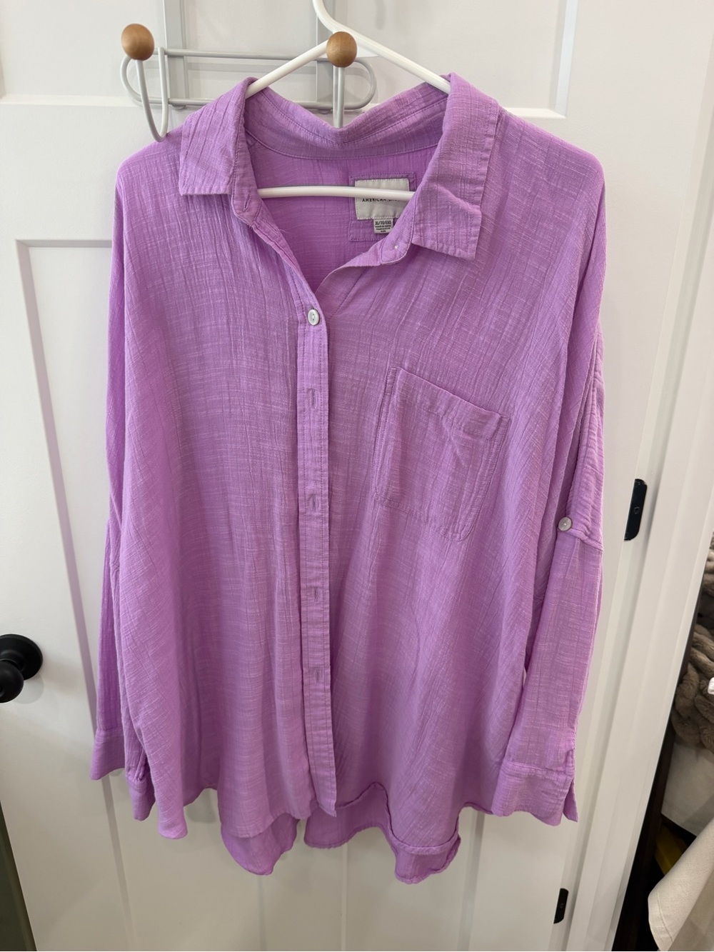 American Eagle Lightweight Lavender Button-Down Shirt - Women